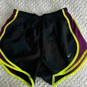 Nike Dri-Fit Lined Running Athletic Shorts Women's Size S Black / Purple / Neon